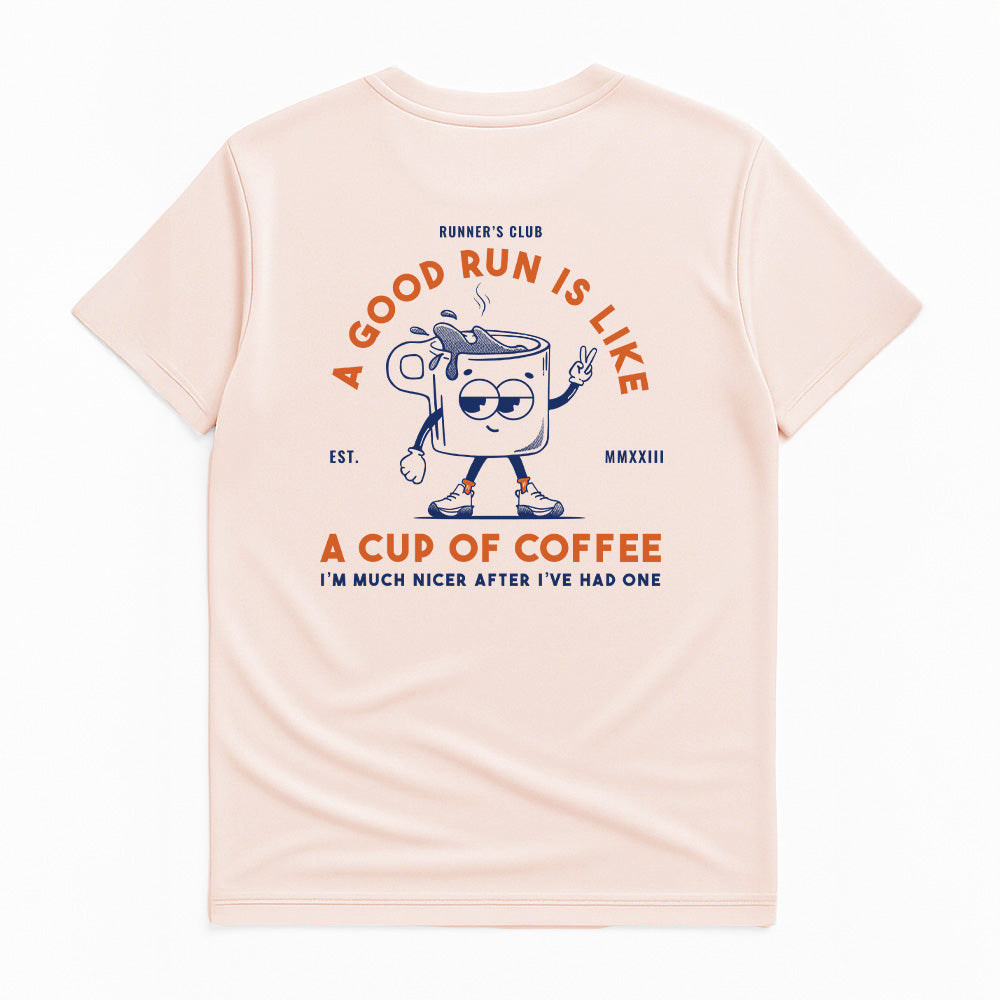 A Good Run Is Like A Good Coffee Beige - T-Shirt