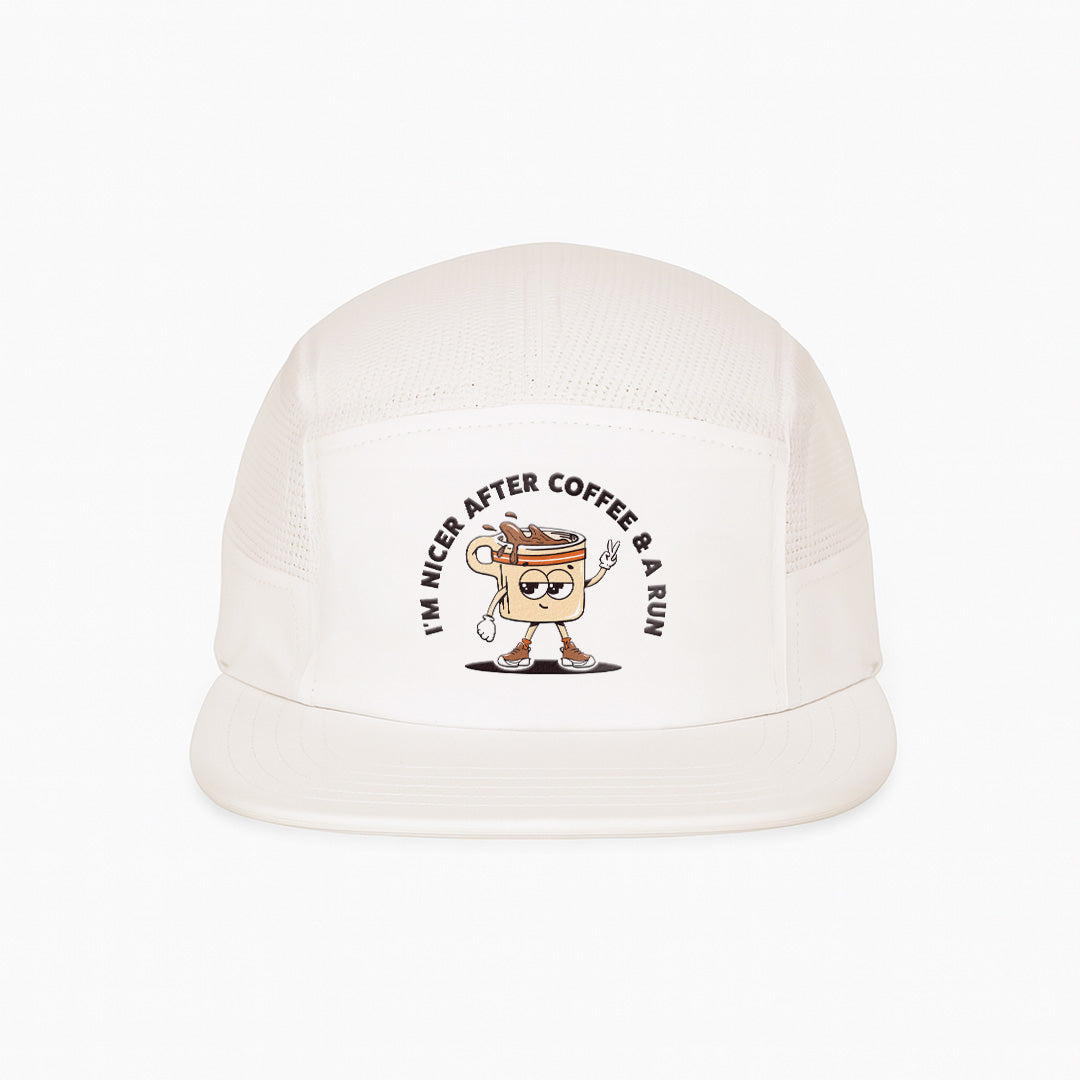 I'm Nicer After Coffee & A Run Beige - Running Cap