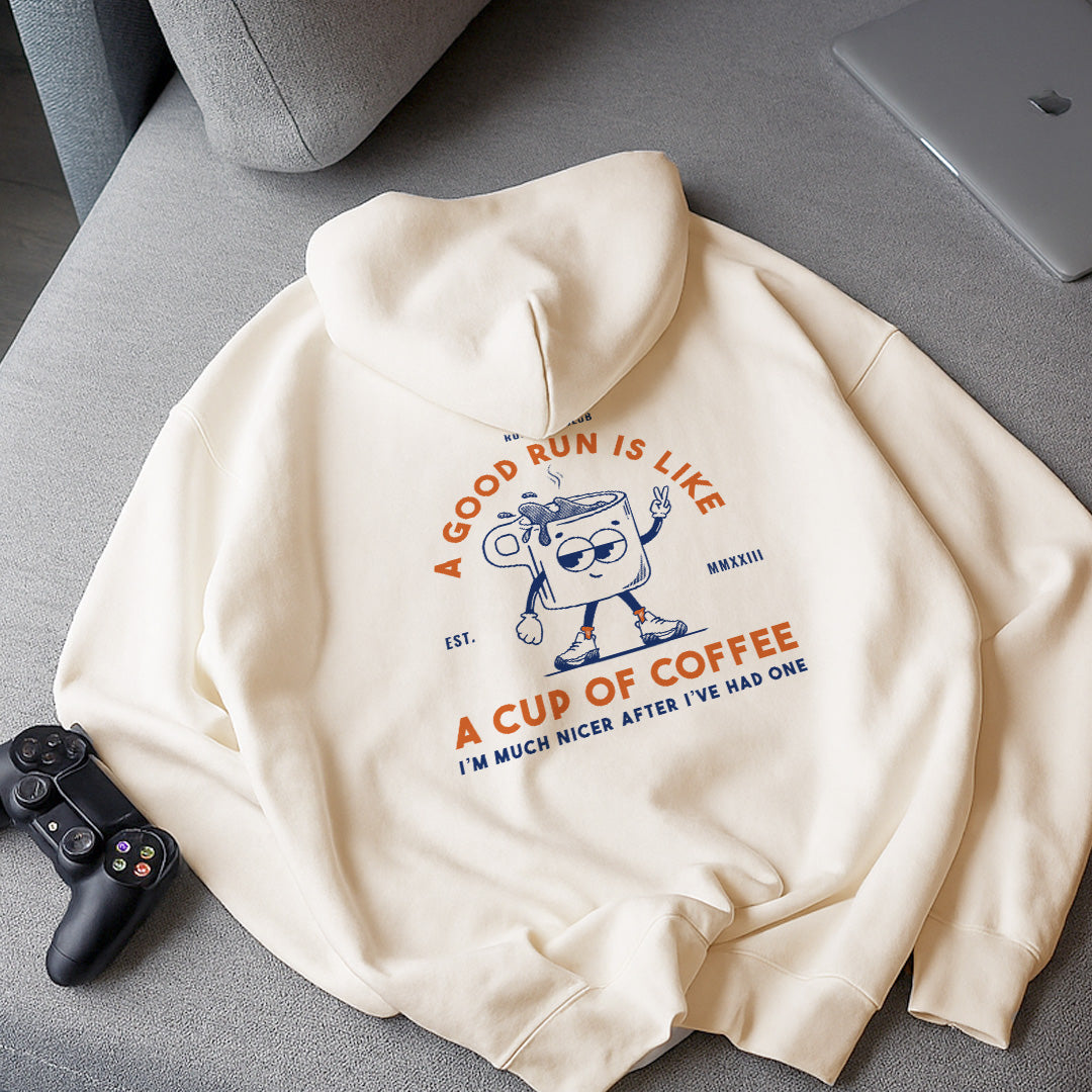 A Good Run Is Like A Cup Of Coffee Beige - Hoodie
