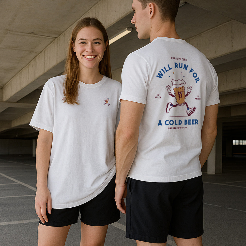 Will Run For A Cold Beer White - T-Shirt