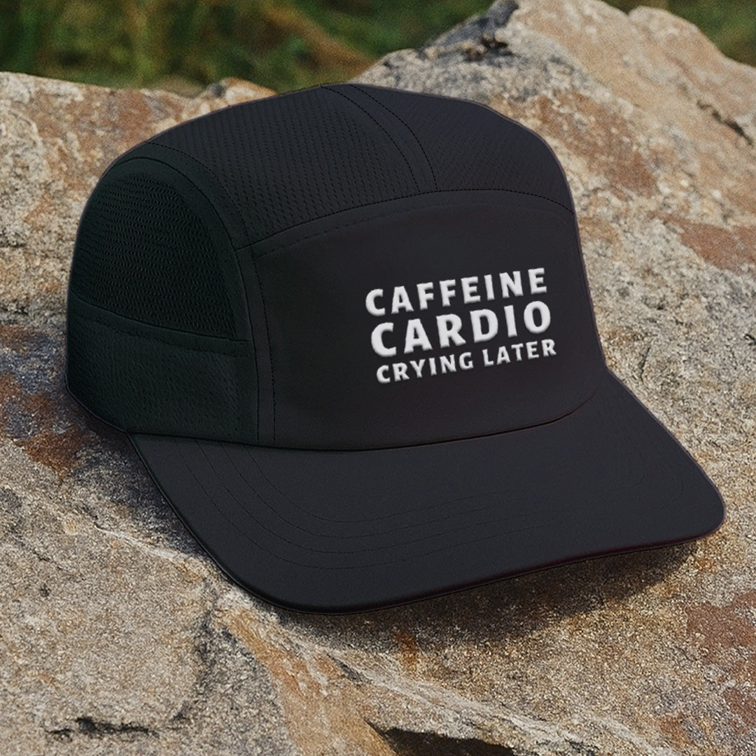 Caffeine Cardio Crying Later Black - Running Cap