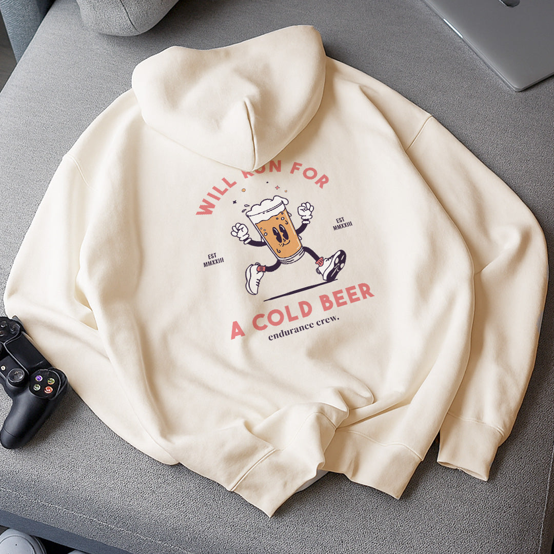 Will Run For Cold Beer Beige - Hoodie