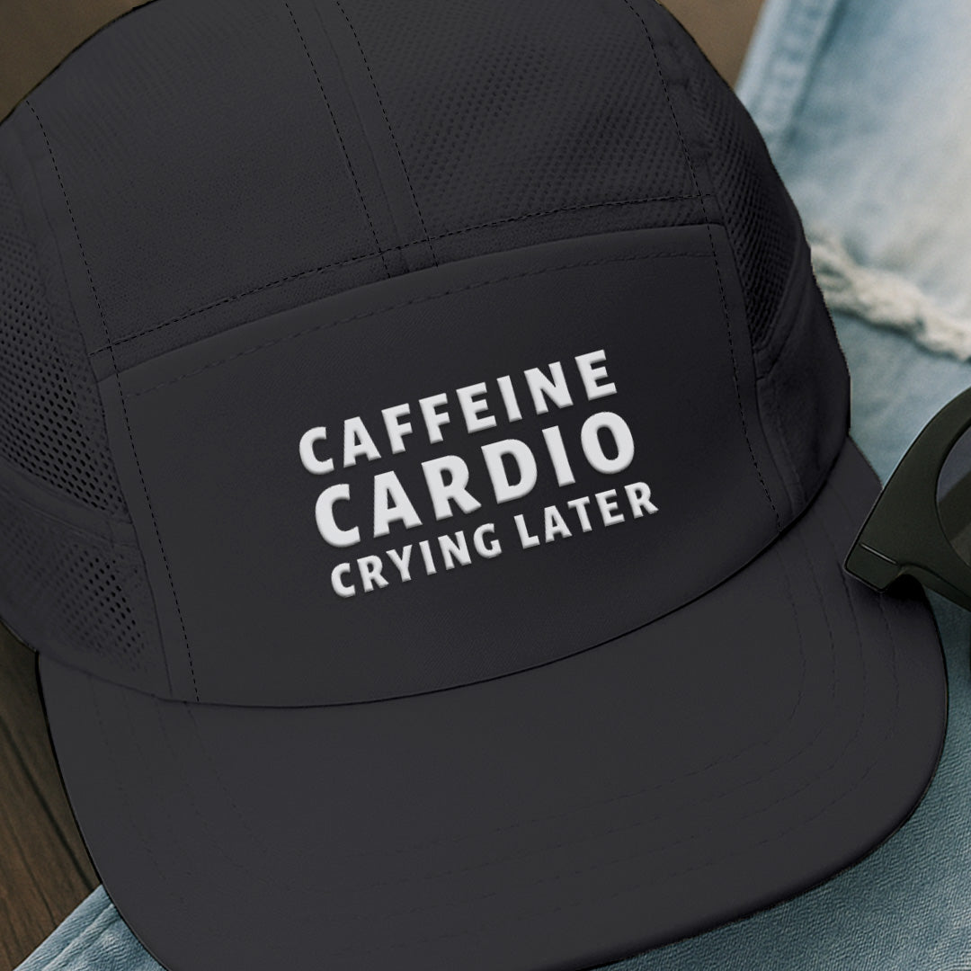 Caffeine Cardio Crying Later Black - Running Cap