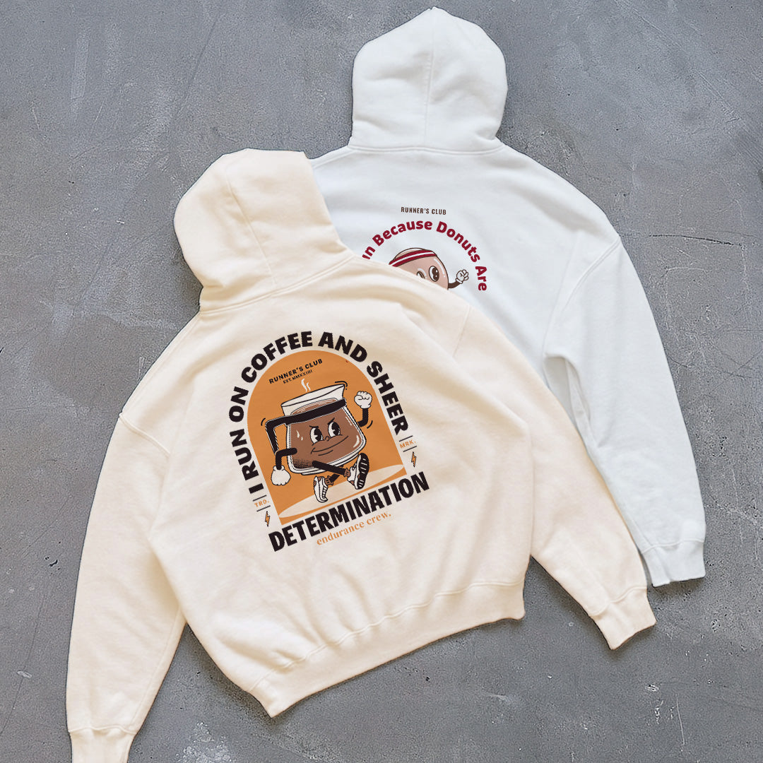 I Run On Coffee And Sheer Determination Beige - Hoodie