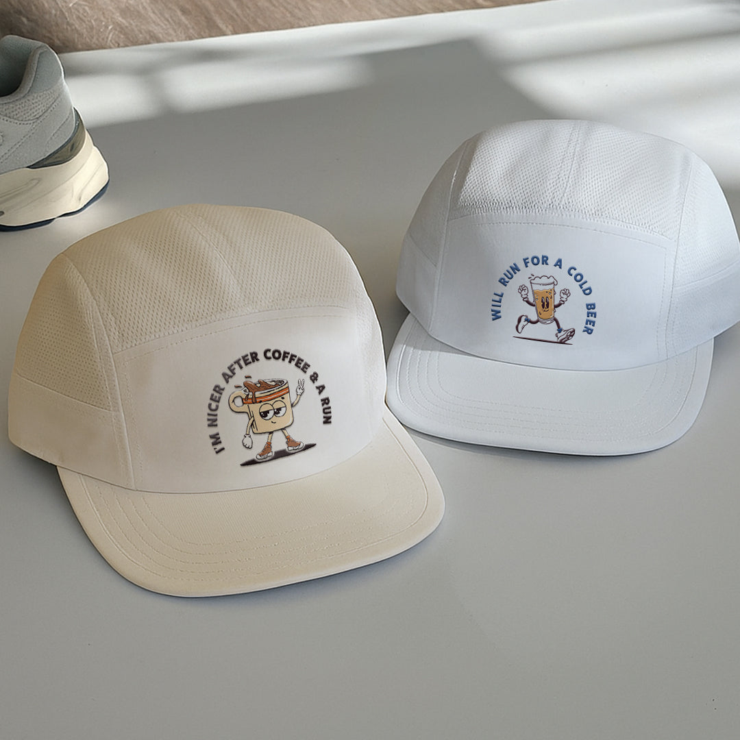 I'm Nicer After Coffee & A Run Beige - Running Cap