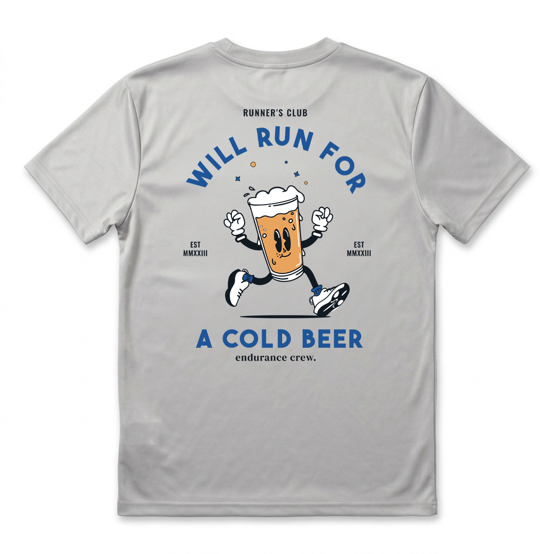 Will Run For A Cold Beer Grey - T-Shirt – endurance crew