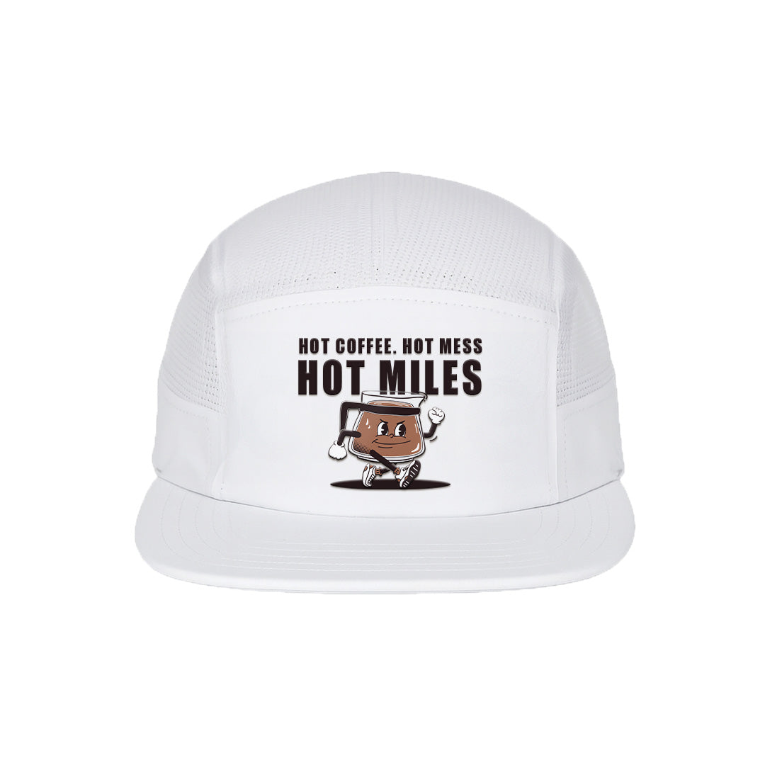 Hot Coffee Hot Mess Hot Miles White - Running Cap