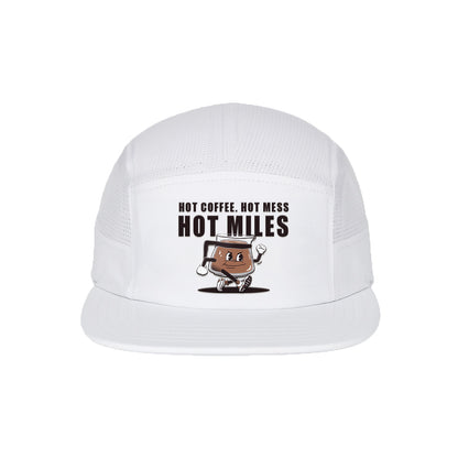 Hot Coffee Hot Mess Hot Miles White - Running Cap