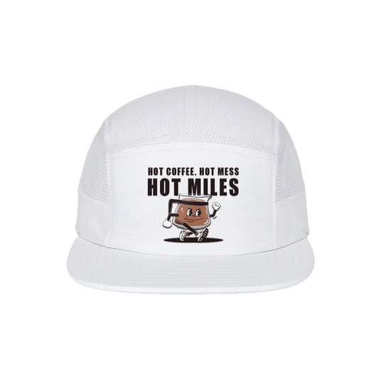 Hot Coffee Hot Mess Hot Miles White - Running Cap