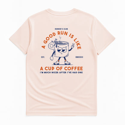 A Good Run Is Like A Good Coffee Beige - T-Shirt