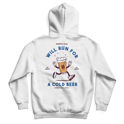 Will Run For Cold Beer White - Hoodie
