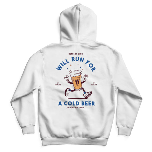 Will Run For Cold Beer White - Hoodie