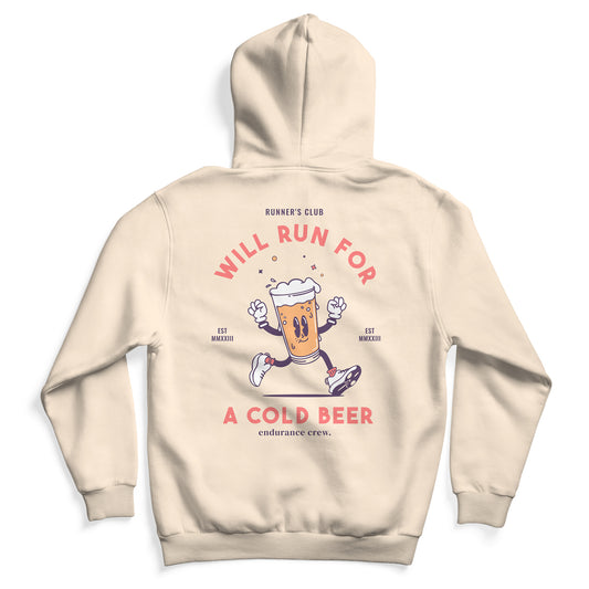 Will Run For Cold Beer Beige - Hoodie