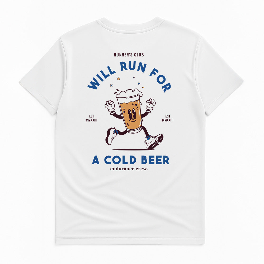 Will Run For A Cold Beer White - T-Shirt