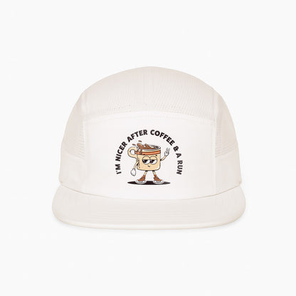 I'm Nicer After Coffee & A Run Beige - Running Cap