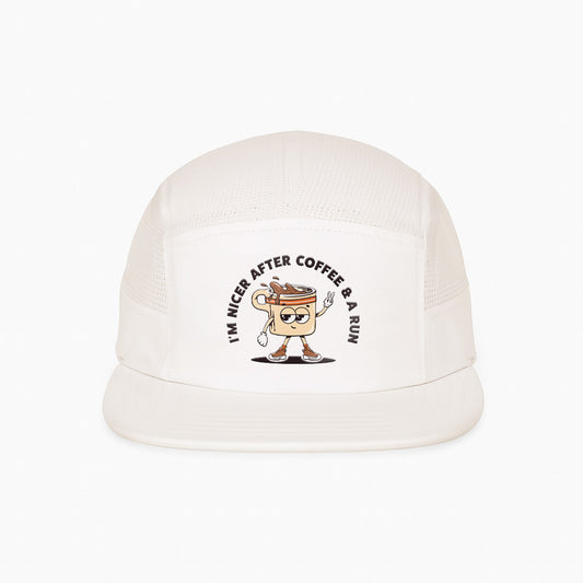 I'm Nicer After Coffee & A Run Beige - Running Cap