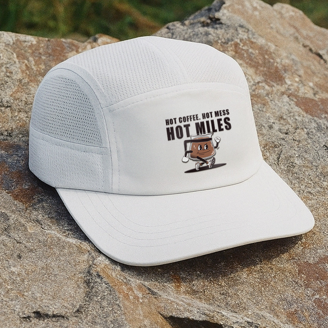 Hot Coffee Hot Mess Hot Miles White - Running Cap