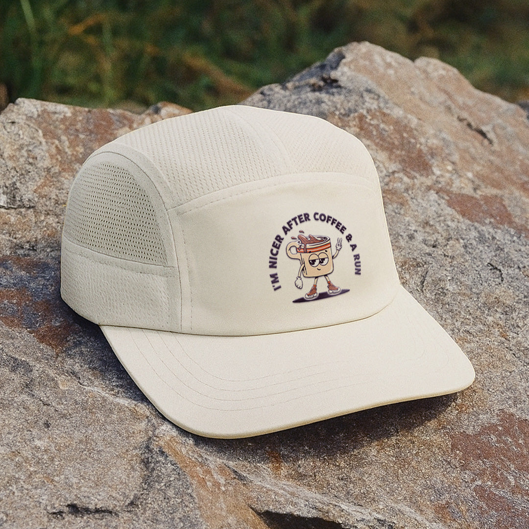 I'm Nicer After Coffee & A Run Beige - Running Cap