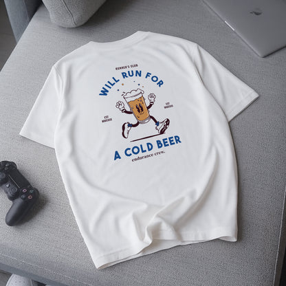 Will Run For A Cold Beer White - T-Shirt
