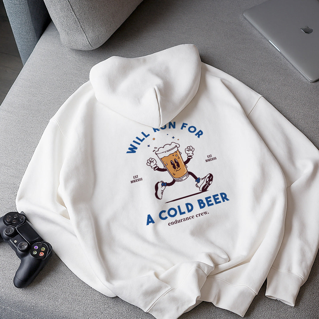Will Run For Cold Beer White - Hoodie