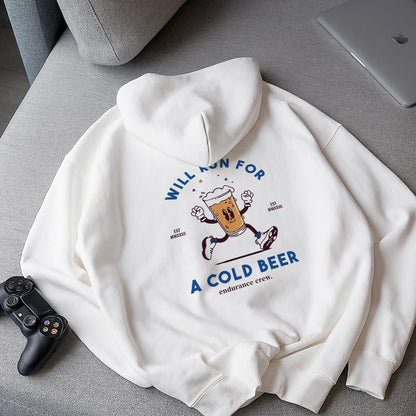 Will Run For Cold Beer White - Hoodie