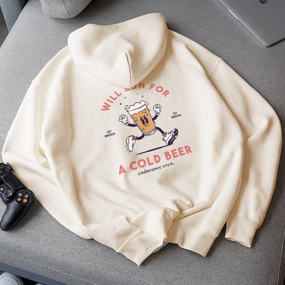 Will Run For Cold Beer Beige - Hoodie