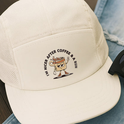 I'm Nicer After Coffee & A Run Beige - Running Cap