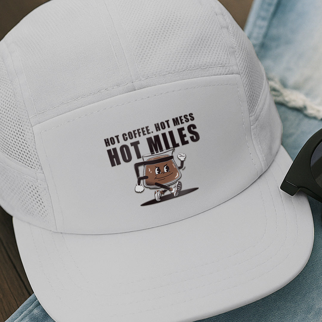 Hot Coffee Hot Mess Hot Miles White - Running Cap