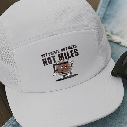 Hot Coffee Hot Mess Hot Miles White - Running Cap