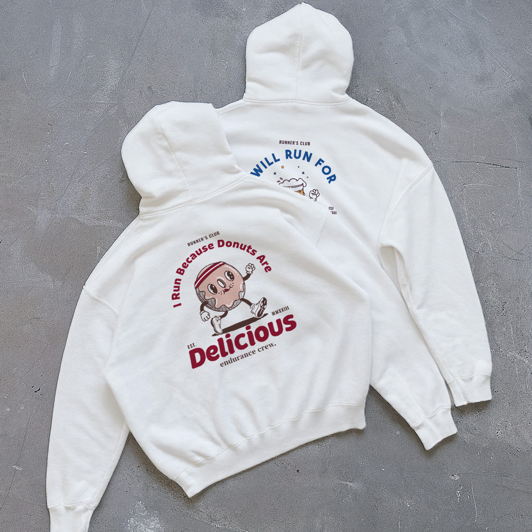 I Run Because Donuts Are Delicious White - Hoodie