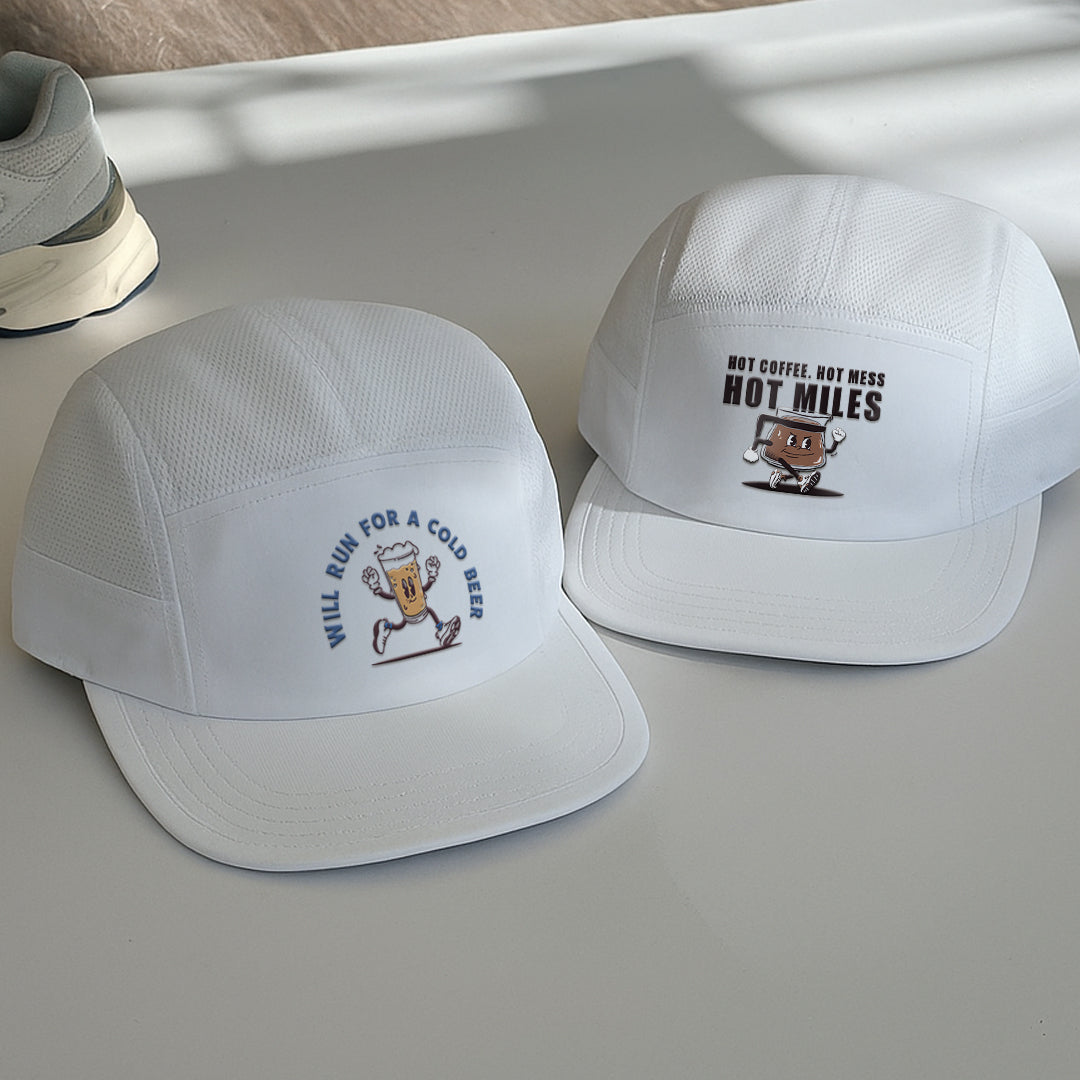 Hot Coffee Hot Mess Hot Miles White - Running Cap