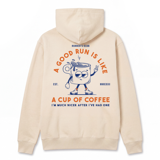 A Good Run Is Like A Cup Of Coffee Beige - Hoodie