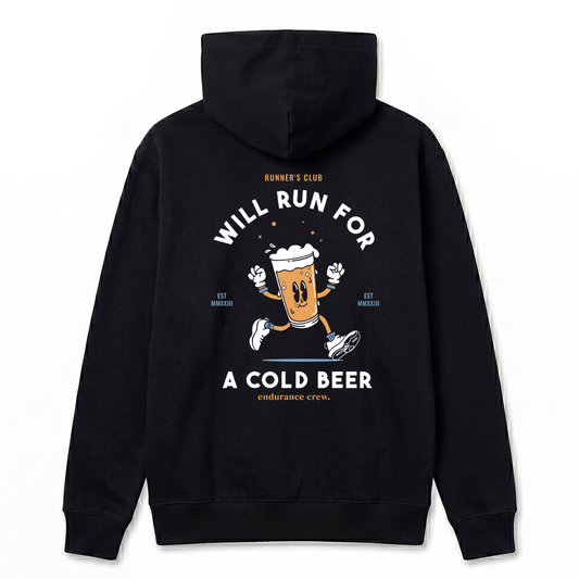 Will Run For A Cold Beer Black - Hoodie