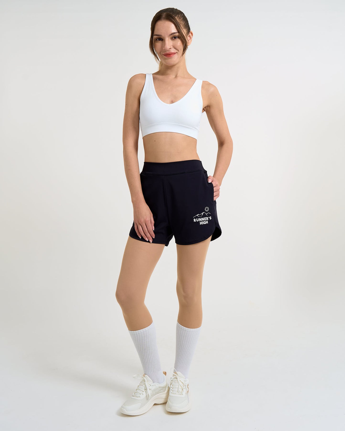 Runner's High Black - High-Rise Short 4"